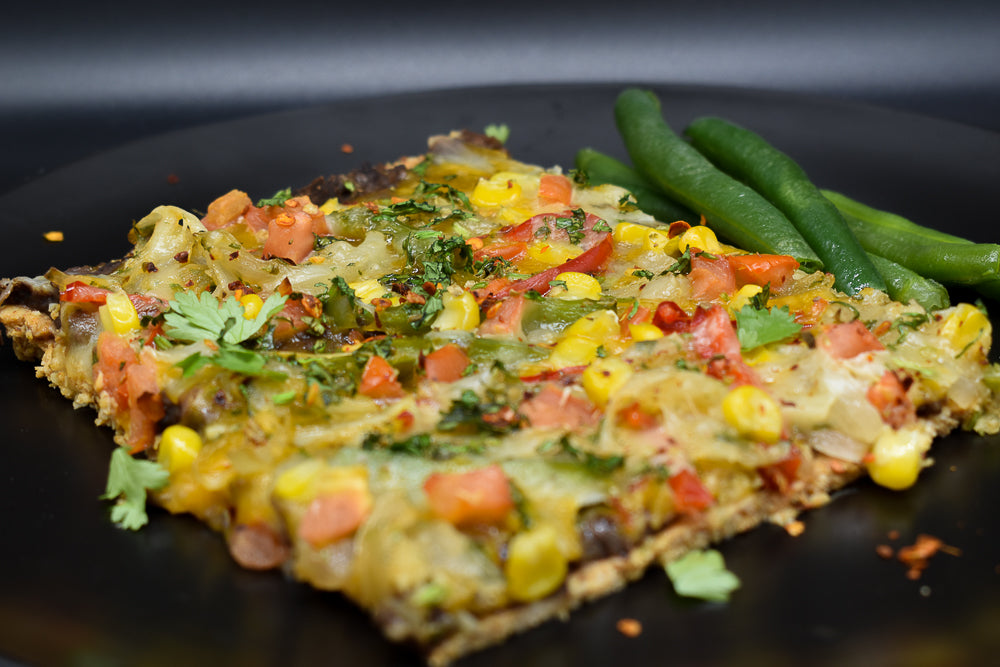 Low Carb Mexican Pizza with a Chicken Crust 