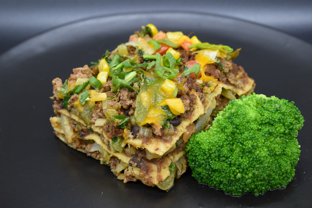 Gluten Free Nachos with Refried Beans, Veggies and Cheese