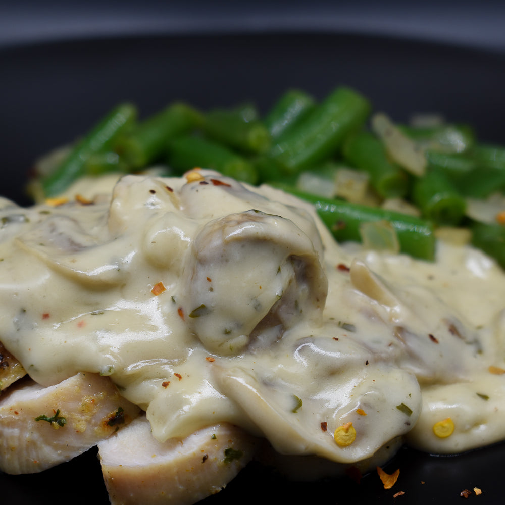 Keto Creamy Parmesan Mushroom Chicken with Green Beans