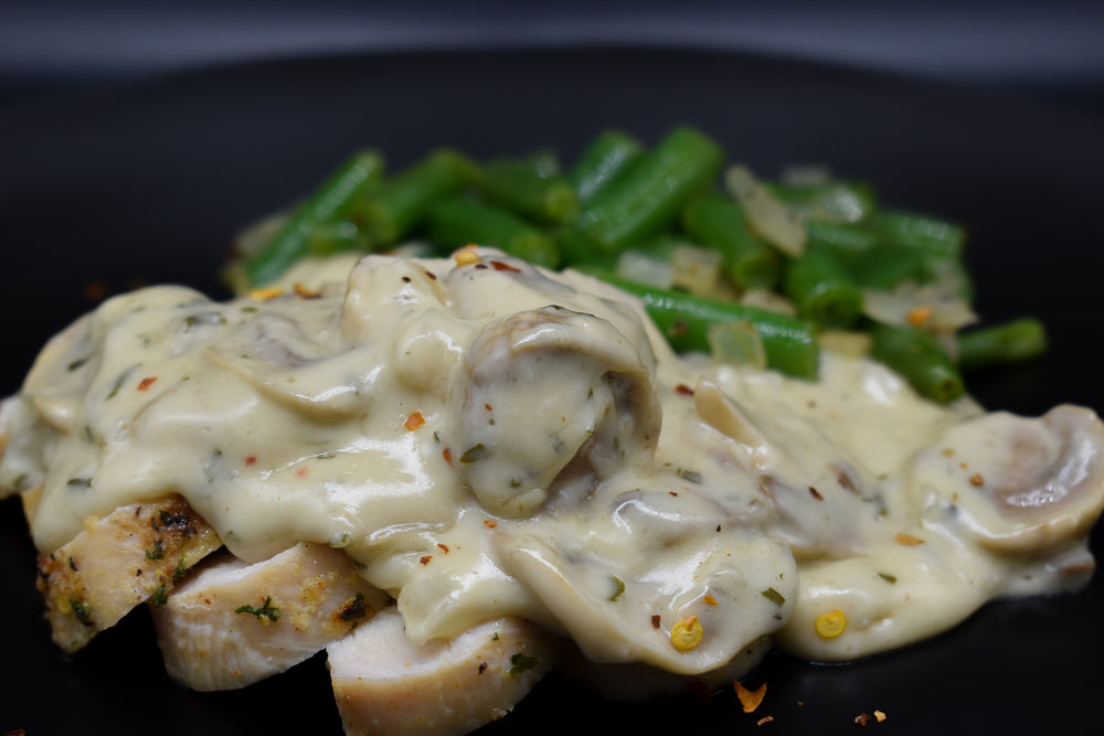 Keto Creamy Parmesan Mushroom Chicken with Green Beans