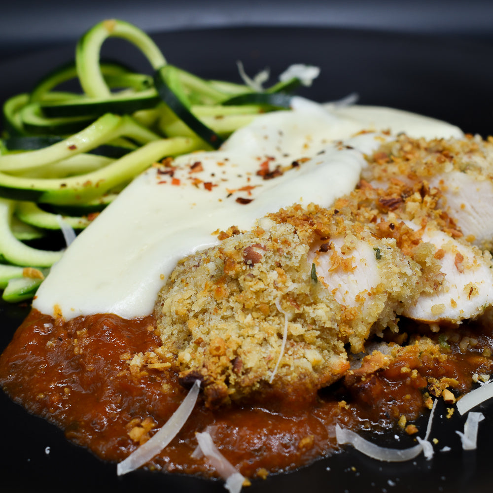 Keto Chicken Parmesan with Mozzarella Cheese and Marinara