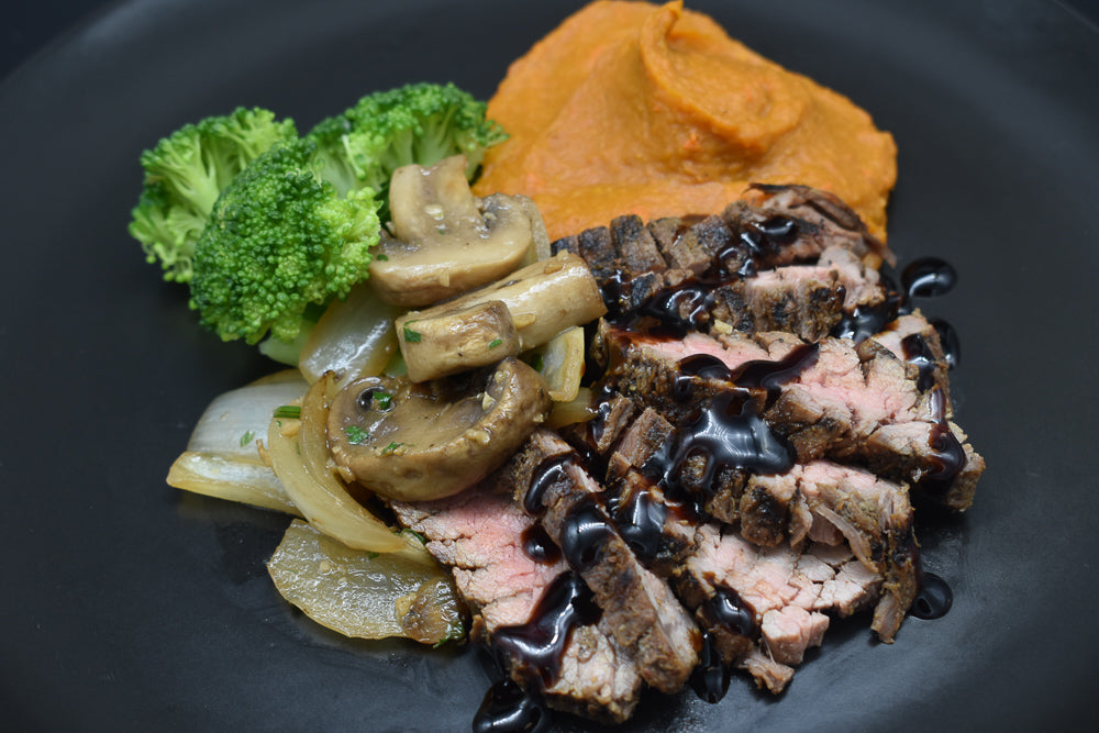 Grilled Sirloin & Sweet Potato Carrot Mash (GF | DF)