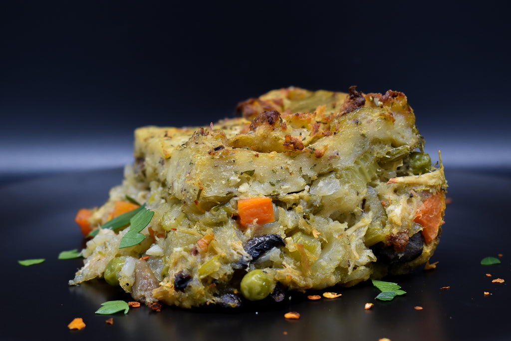 Gluten Free Chicken Pot Pie with a Cauliflower Potato Crust