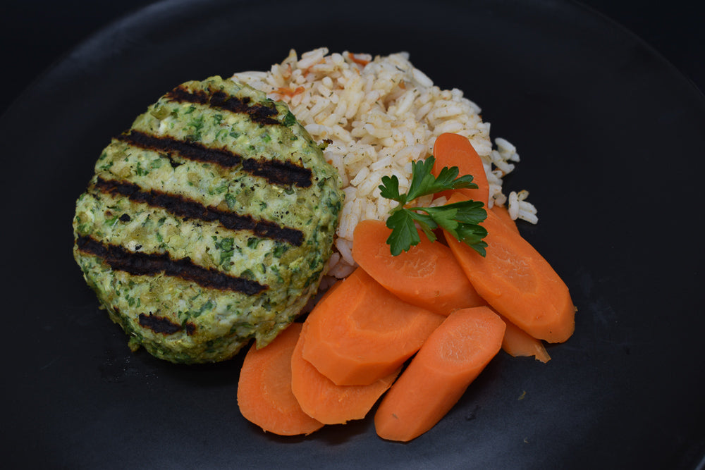 Healthy Greek Burger with Feta Cheese and Filaf Rice