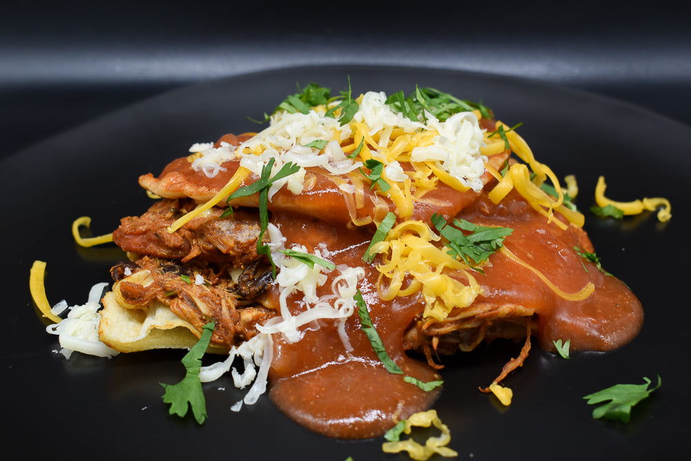 Gluten Free Red Sauce Chicken Enchiladas with Cheese