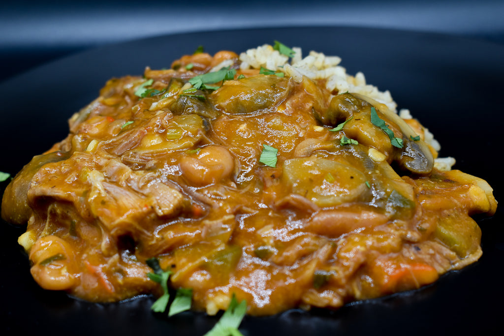 Gluten Free Braised Beef with a Pinto Bean Stew and rice